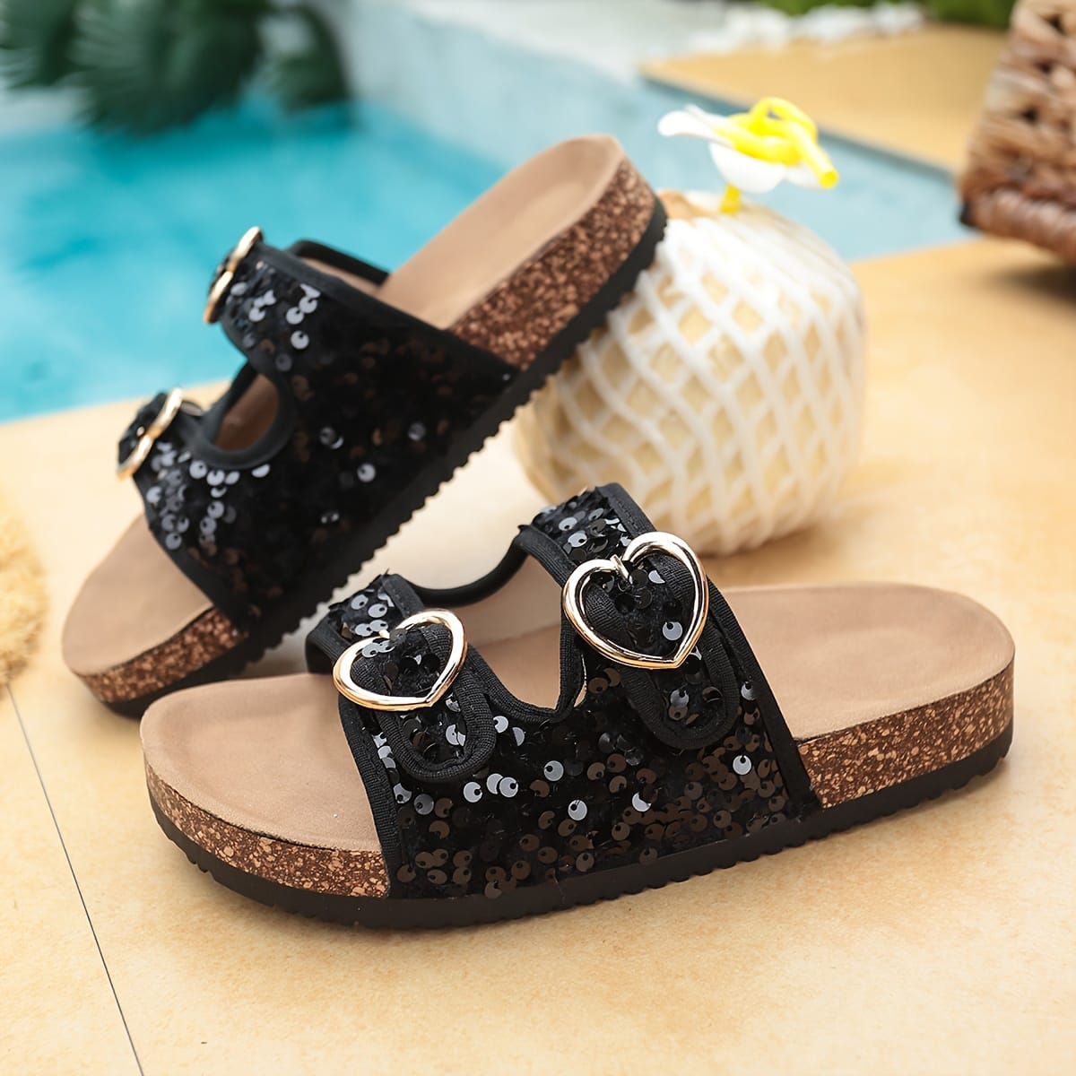temu Sequined Fashion Sandals Women's Sandals