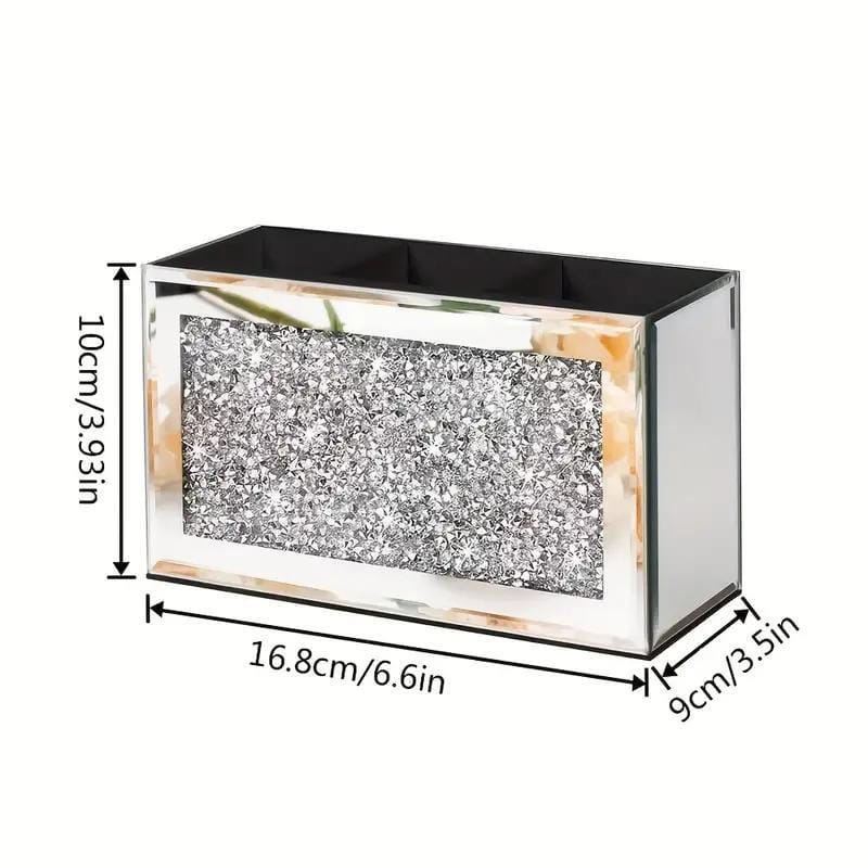 jkthpu-45 Serenas Mirrored Crushed Diamond Makeup Brush Holder Organizer