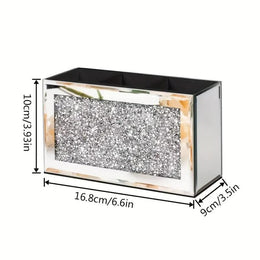 jkthpu-45 Serenas Mirrored Crushed Diamond Makeup Brush Holder Organizer
