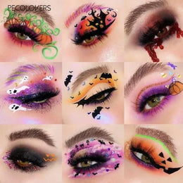 KissICON SET 01 8PCS Face Set, Multi-color Eye Shadow Plate+eye Black+eyeliner Pen+makeup Tools, Waterproof and Durable, Halloween Makeup
