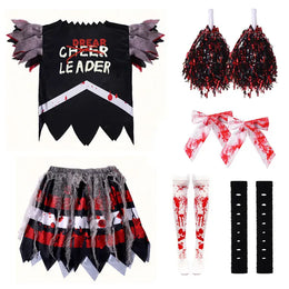 KissICON Set / 140cm Halloween Cosplay Costume  Cheerleaders Digital Printed Dress Suits Horror Performance Party Role Playing Outfits for Girls