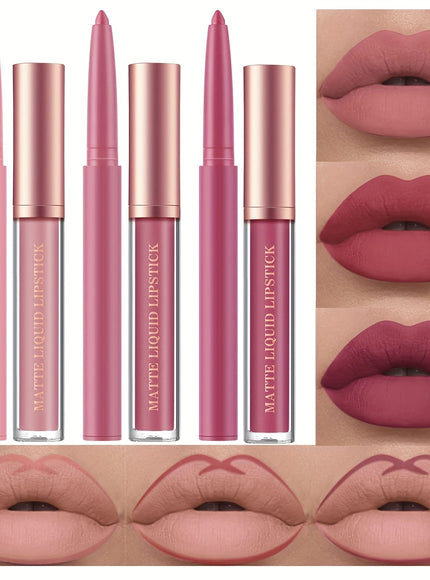 KissICON Set A 💋 Matte Lipstick And Lip Liner Set -