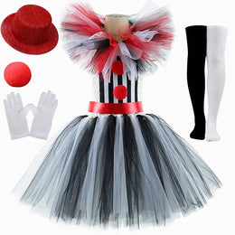 KissICON Set B / 2T Halloween Art The Clown Costume for Kids Carnival Party Fancy Tutu Dress Girls Scary Striped Killer Clown Terrifier Costumes Set