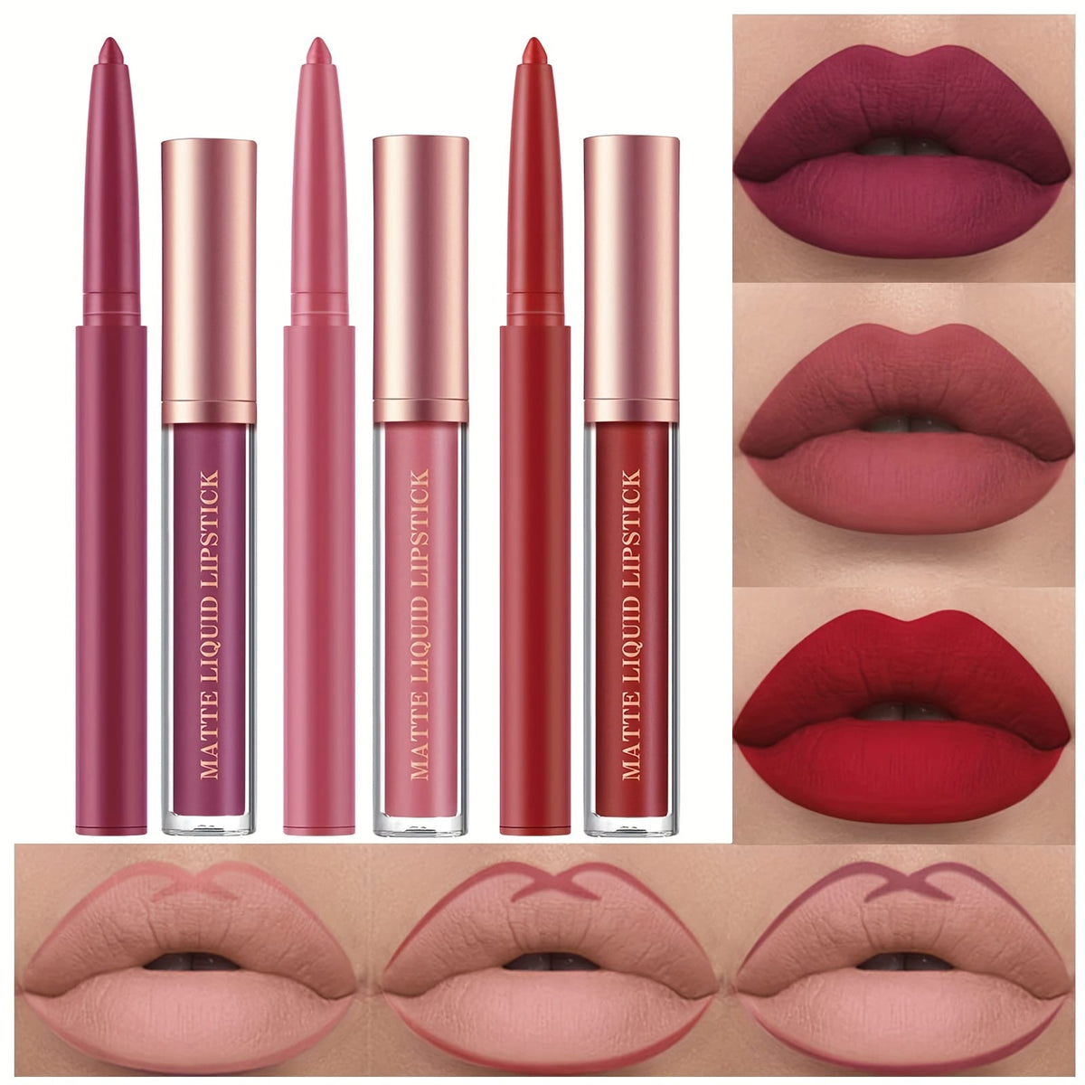 KissICON Set B 💋 Matte Lipstick And Lip Liner Set -