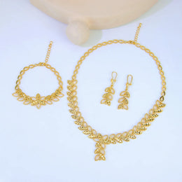 KissICON Set E Luxury Dubai Wedding Jewelry Set 21k Gold Plated Arab Bridal Gold Necklace Bracelet Earrings Brazilian Women Vintage Jewelrys