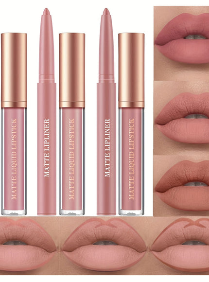 KissICON Set E 💋 Matte Lipstick And Lip Liner Set -