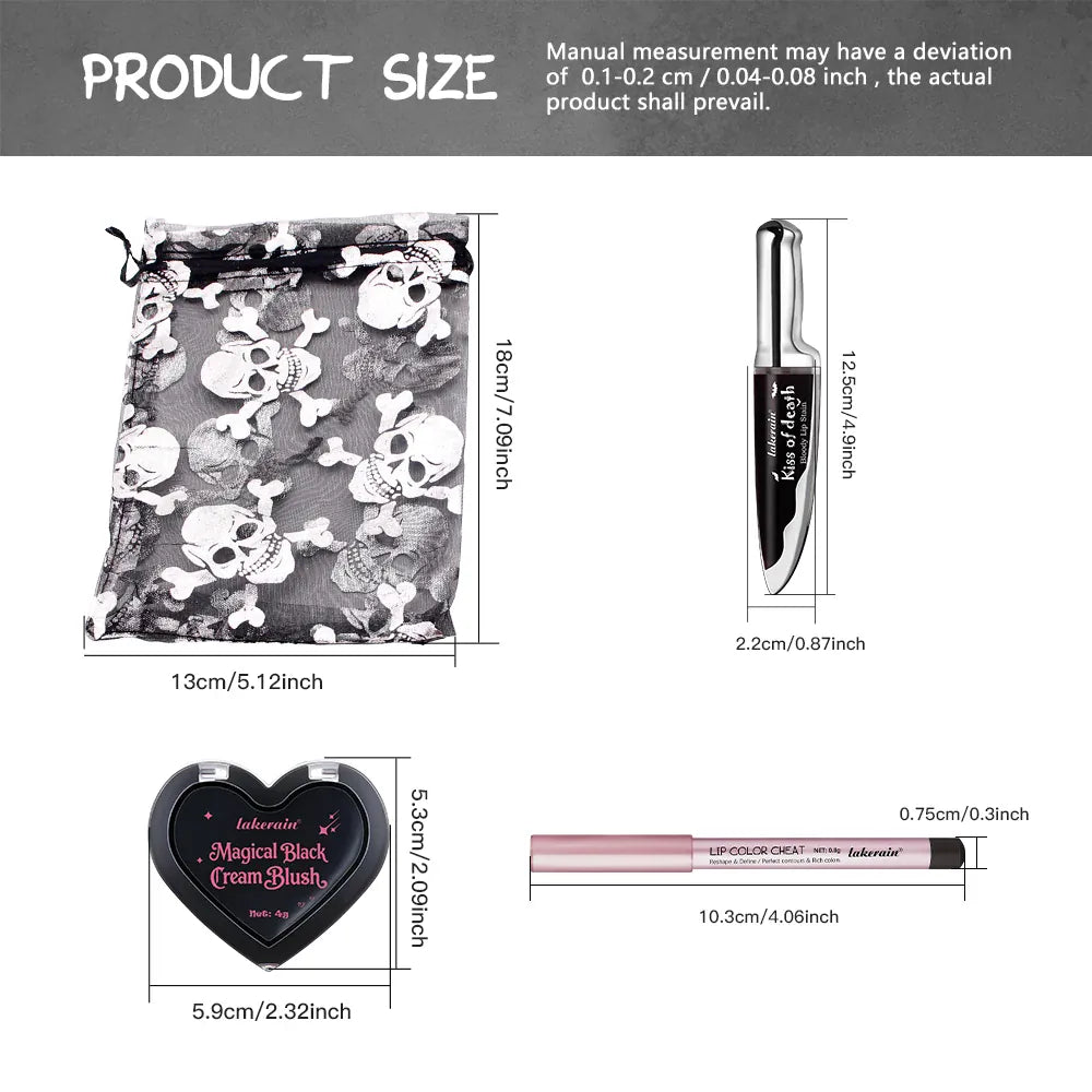 KissICON SET Halloween Witch Makeup Set Jelly Sheen Pink Purple Lip Cheek Tint Long Lasting Grape Fragrance Horror Cosplay Masquerade Party