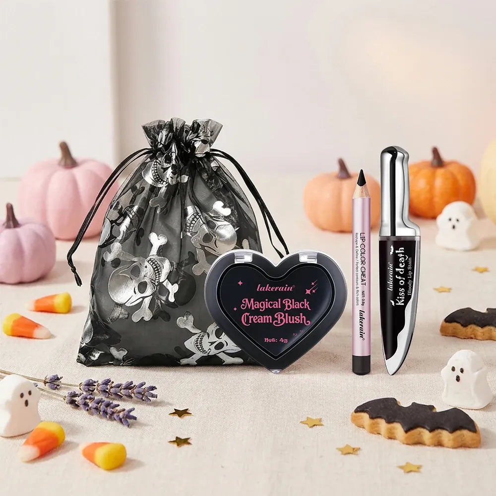 KissICON SET Halloween Witch Makeup Set Jelly Sheen Pink Purple Lip Cheek Tint Long Lasting Grape Fragrance Horror Cosplay Masquerade Party
