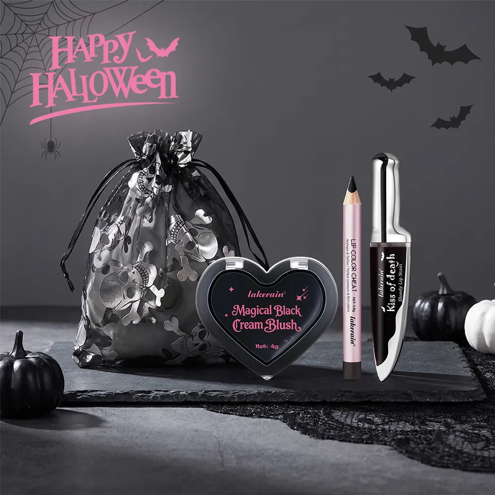KissICON SET Halloween Witch Makeup Set Jelly Sheen Pink Purple Lip Cheek Tint Long Lasting Grape Fragrance Horror Cosplay Masquerade Party