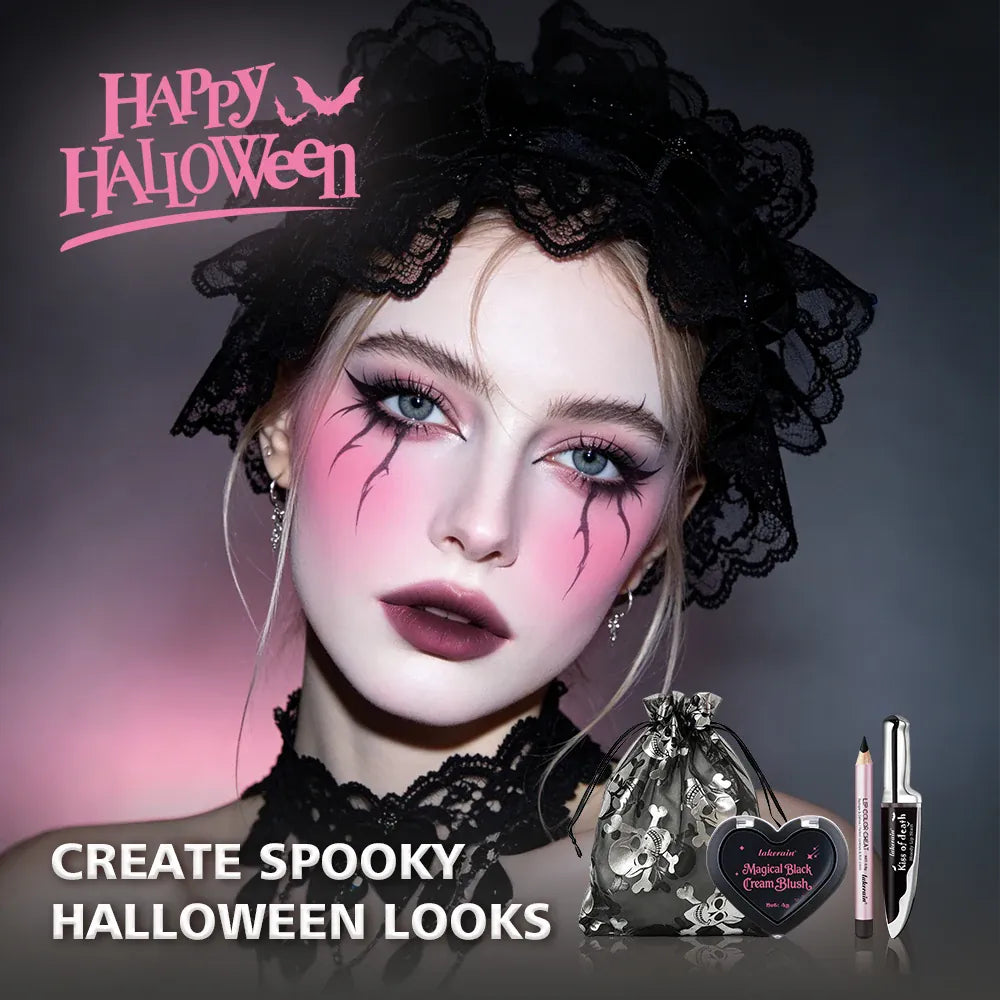 KissICON SET Halloween Witch Makeup Set Jelly Sheen Pink Purple Lip Cheek Tint Long Lasting Grape Fragrance Horror Cosplay Masquerade Party
