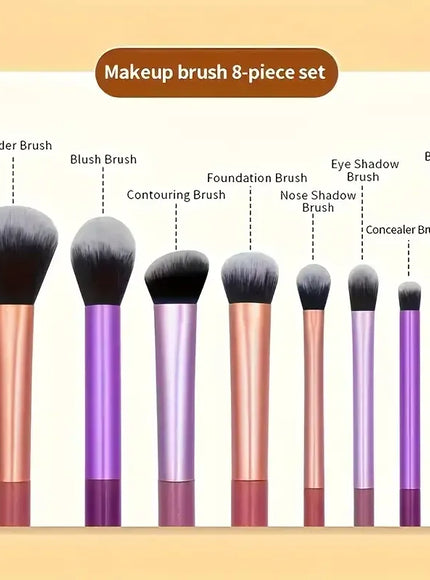 KissICON set KissIcon 8pcs Makeup Brush Kit - Soft Synthetic