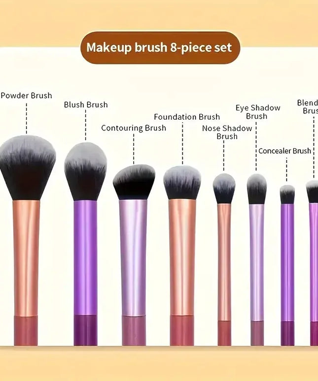 KissICON set KissIcon 8pcs Makeup Brush Kit - Soft Synthetic