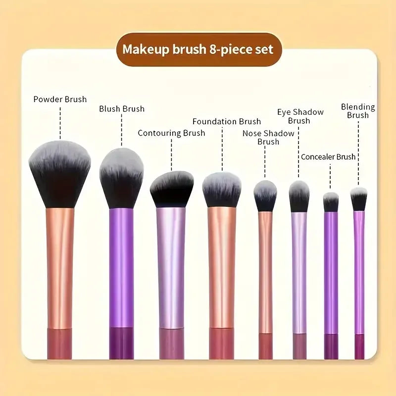 KissICON set KissIcon 8pcs Makeup Brush Kit - Soft Synthetic
