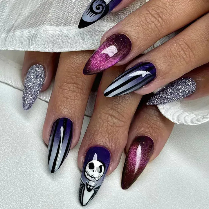 KissIcon Haunting Nails Blood Red Ghost White Glitter