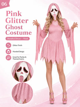 KissICON set / S / Other Halloween cosplay, ghost mask, shiny pink costume, girl role-playing, Halloween costume, makeup, ball props