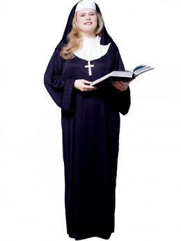 KissICON SET / XL / Other Halloween Costume  Cosplay Nun Costume Jumpsuit and Headscarf Cross Traditional Adult Sister Black Robe Religious Costumes