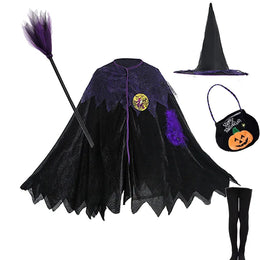KissICON set14 / 150(9-10T) Halloween Costume for Kids Girls Purple Bat Dress Halloween Fantasy Vampire Costume Accessories Carnival Party Gifts