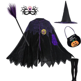KissICON set15 / 110(3-4T) Halloween Costume for Kids Girls Purple Bat Dress Halloween Fantasy Vampire Costume Accessories Carnival Party Gifts