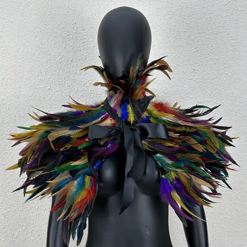 KissICON Seven Colors Halloween Makeup Ball Feather Party Costume Cloak Fake Collar Role Play
