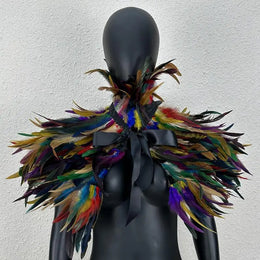 KissICON Seven Colors Halloween Makeup Ball Feather Party Costume Cloak Fake Collar Role Play