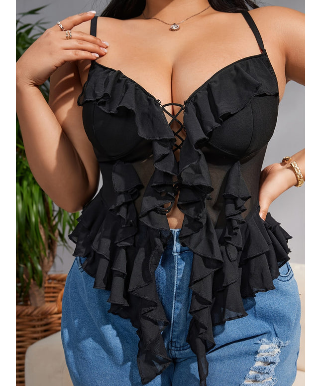 jkthpu-45 Sexy Contrast Mesh Crop Top Chic Style