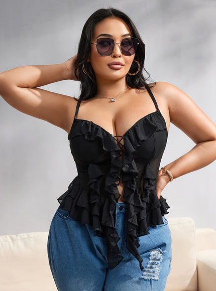 jkthpu-45 Sexy Contrast Mesh Crop Top Chic Style