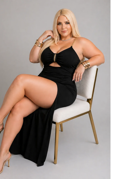 KissICON Maxi Dress Sexy Glam Plus Size Ruched Cutout Maxi Party Dress | KissICON
