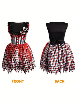 KissICON Sexy Harlequin Killer Clown Halloween Costume for Women