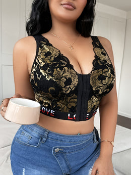 jkthpu-45 Sexy Lace Front Closure Plus Size Bustier Bra