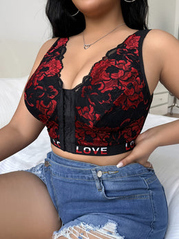 jkthpu-45 Sexy Lace Front Closure Plus Size Bustier Bra