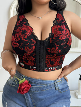 jkthpu-45 Sexy Lace Front Closure Plus Size Bustier Bra