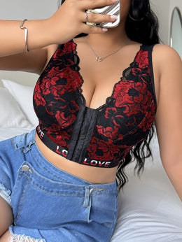 jkthpu-45 Sexy Lace Front Closure Plus Size Bustier Bra