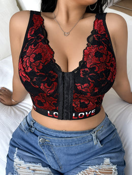 jkthpu-45 Sexy Lace Front Closure Plus Size Bustier Bra