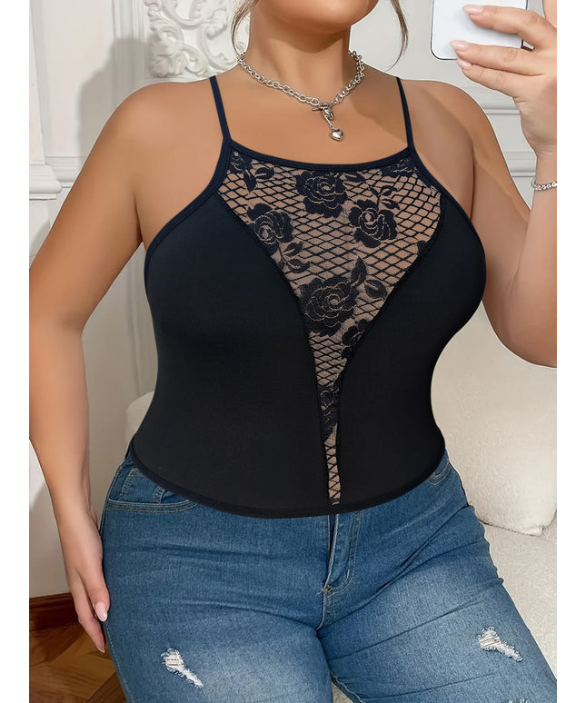 jkthpu-45 Sexy Plus Size LaceLook Tank Elegant Evening or Everyday
