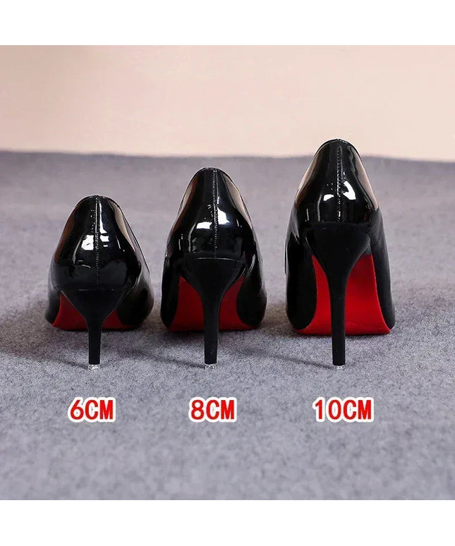 Dropshipman Sexy Red Bottom Women High Heels Classic Ladies Pumps Autumn Soft Leather Dress Heel Shoes for Women Banquet Wedding High Heels