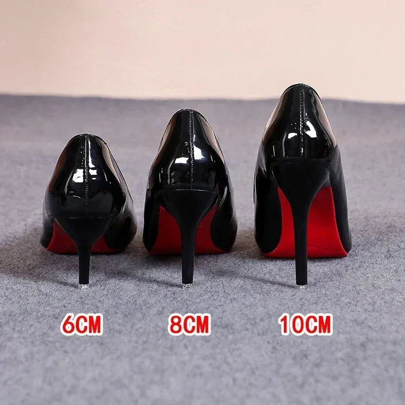 Dropshipman Sexy Red Bottom Women High Heels Classic Ladies Pumps Autumn Soft Leather Dress Heel Shoes for Women Banquet Wedding High Heels