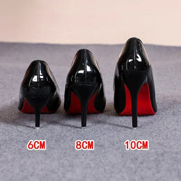 Dropshipman Sexy Red Bottom Women High Heels Classic Ladies Pumps Autumn Soft Leather Dress Heel Shoes for Women Banquet Wedding High Heels