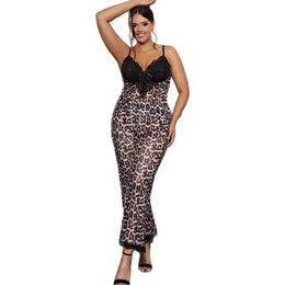 KissICON Sexy Satin Pajama Set Leopard Print Spaghetti Strap Top With Lace Trim And Elastic Pant Soft Sleepwear Nightwear from M-5XL