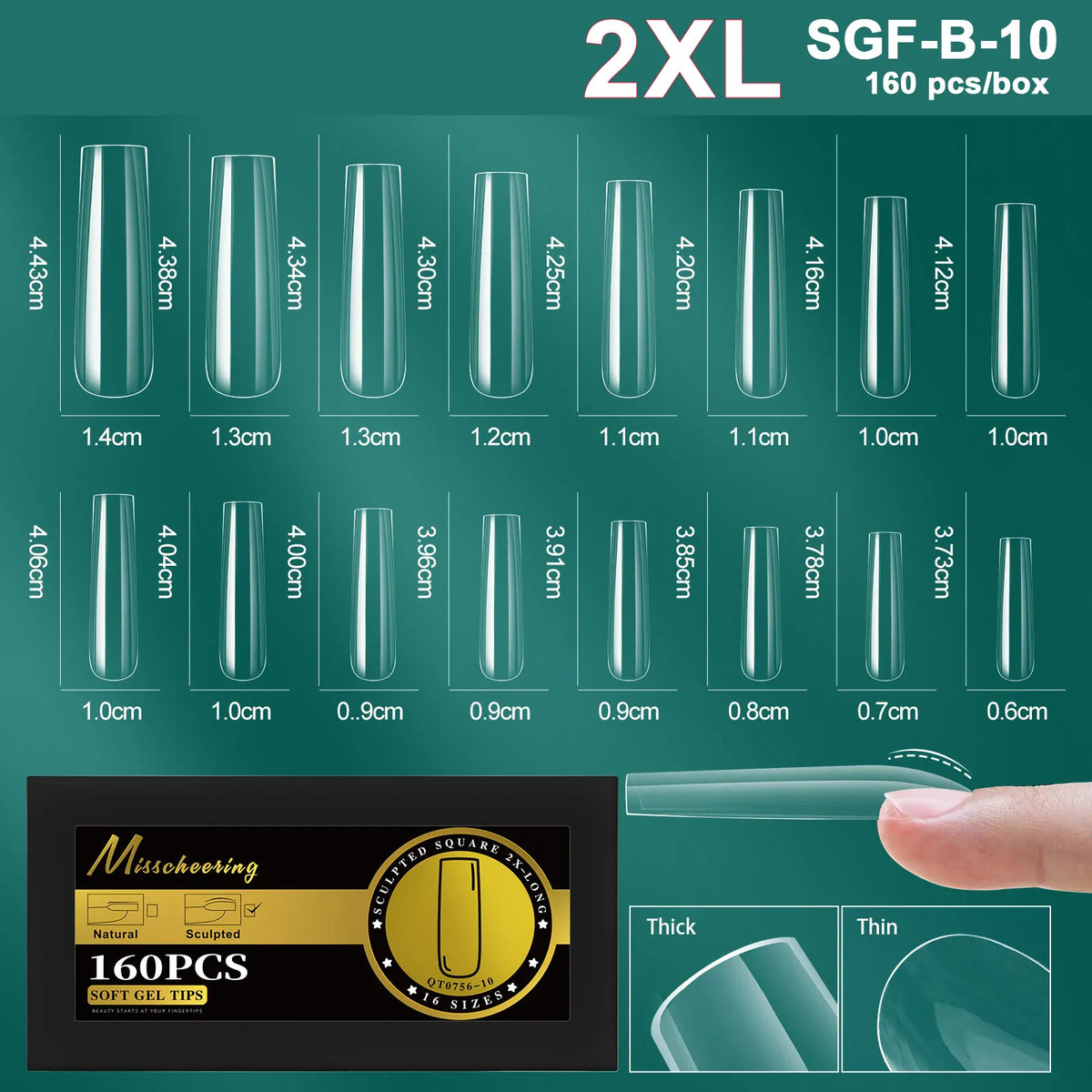 KissICON SGF-B-10 [KissIcon] Soft Gel Nail Tips Full Cover Almond