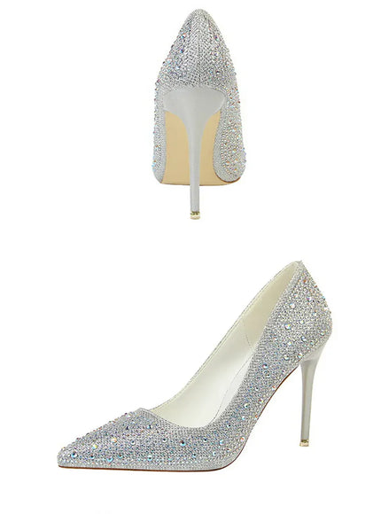 KissICON Shallow Mouth Pointed Color Rhinestone Pumps Fashion Wedding