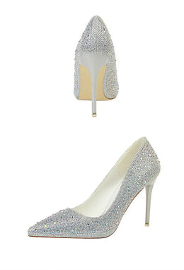 KissICON Shallow Mouth Pointed Color Rhinestone Pumps Fashion Wedding