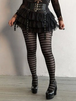 KissICON Sheer Printed Retro Punk Goth Grunge Mesh Plus Leggings