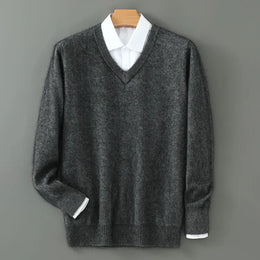 KissICON shen hui DBR025 / S / Pack of 1 Luxurious Mens Pure Mink VNeck Knit Sweater