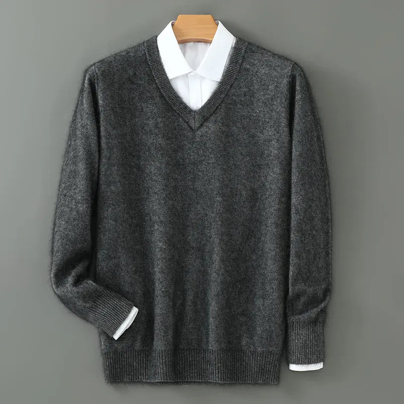 KissICON shen hui DBR025 / XXXL / Pack of 1 Luxurious Mens Pure Mink VNeck Knit Sweater