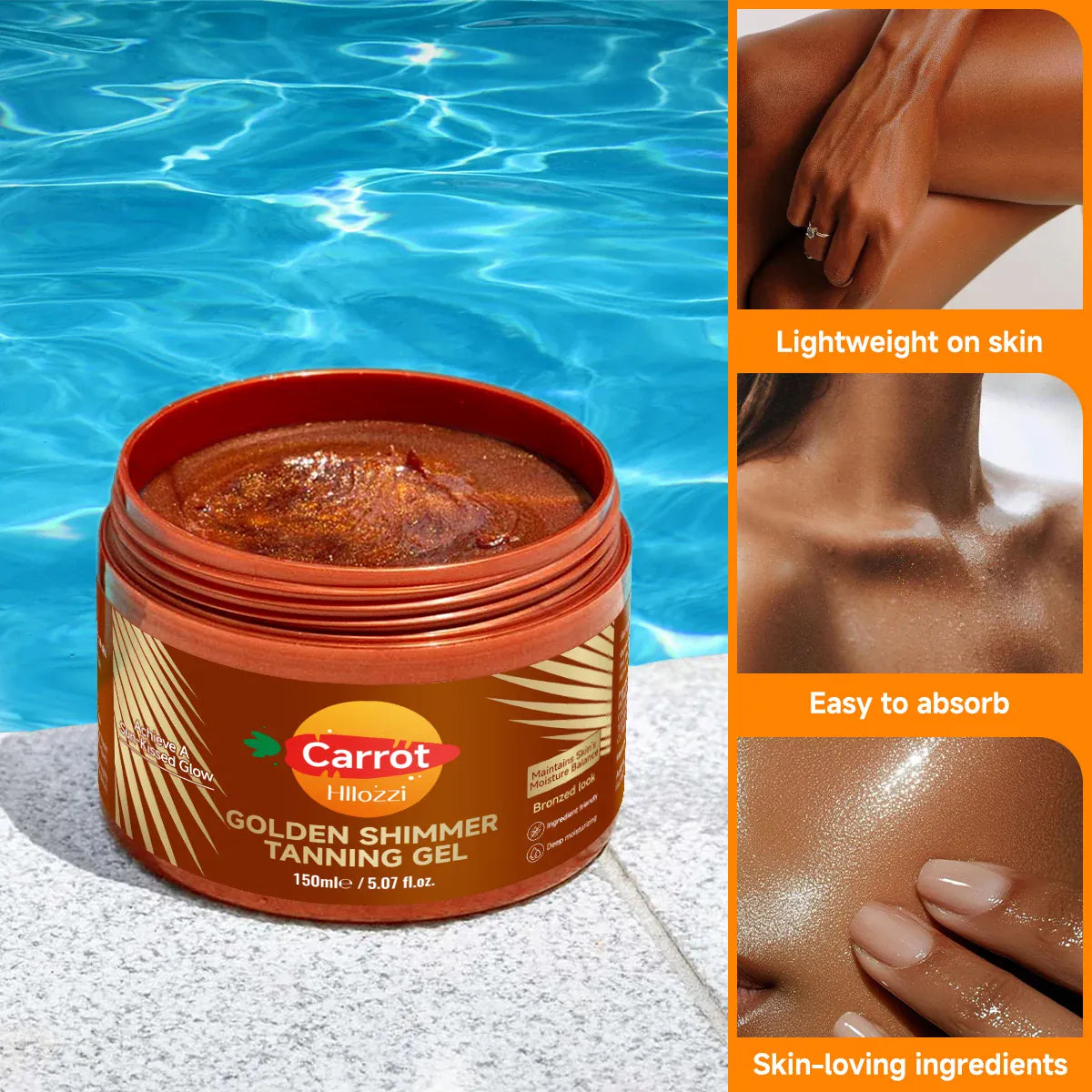 KissICON SHIMMER TANNING GEL KissIcon Golden Shimmer Tanning Gel - Natural Tan