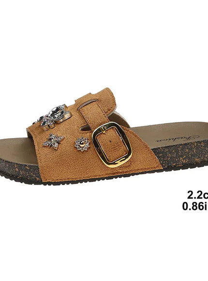 KissICON Shiny Crystal Flock Thick Sole Sandals for Women