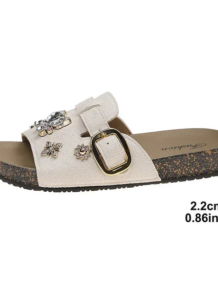 KissICON Shiny Crystal Flock Thick Sole Sandals for Women