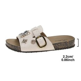 KissICON Shiny Crystal Flock Thick Sole Sandals for Women