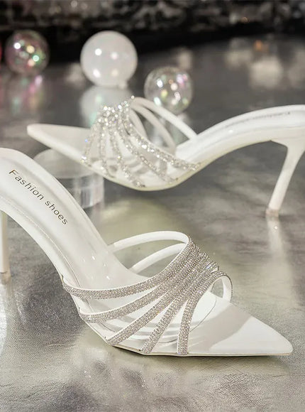 KissICON Shiny Crystal High Heels Sandals for Women 2025