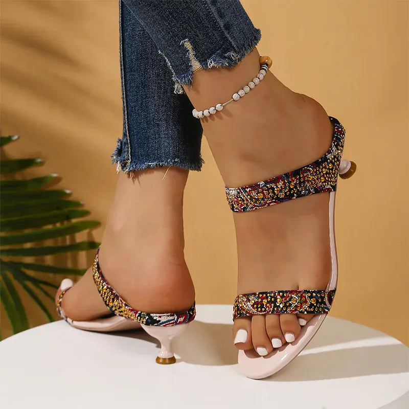 KissICON Shiny Crystal High Heels Sandals for Women Plus